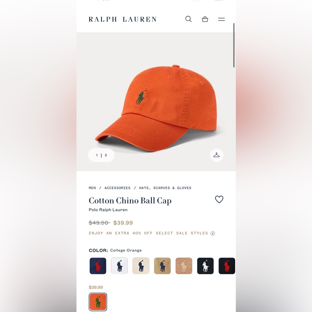 Polo Ralph Lauren cotton chino ball cap one sz